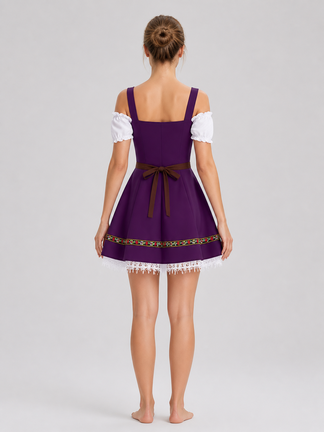 Strappy Cosplay Dress with Apron for Stage back view