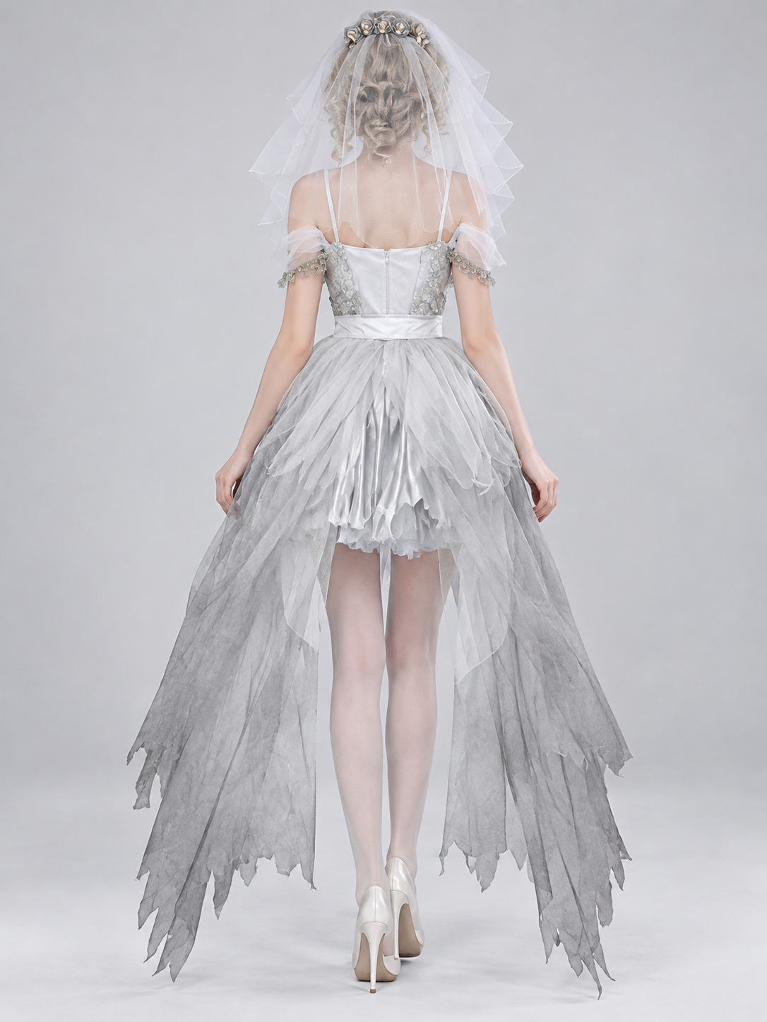 Halloween Bride Costume with Veil and Wreath
