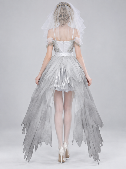 Halloween Bride Costume with Veil and Wreath