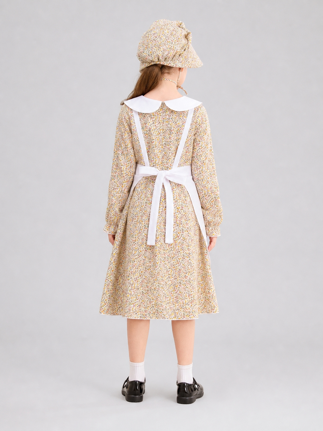 Dress with a White Insert and Small Floral Print