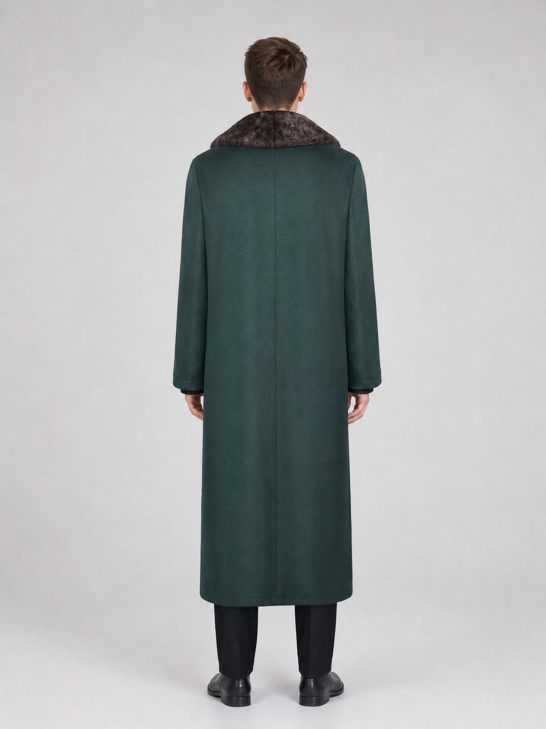 Green Long Coat with Fur Collar for Cosplay