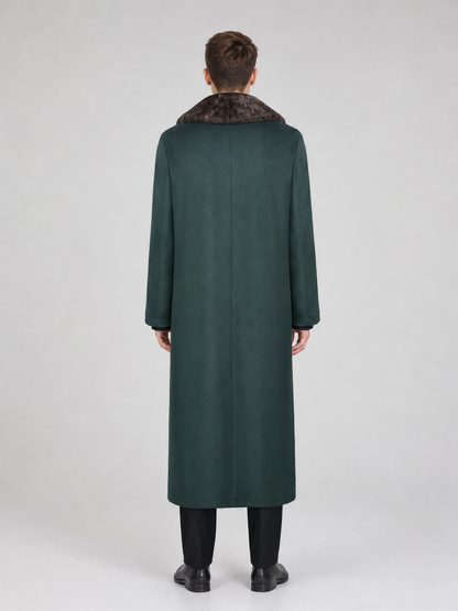 Green Long Coat with Fur Collar for Cosplay