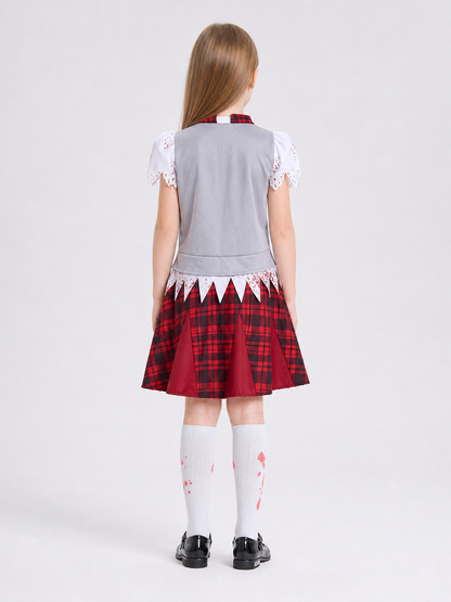 Zombie costume: top, skirt, and bow tie