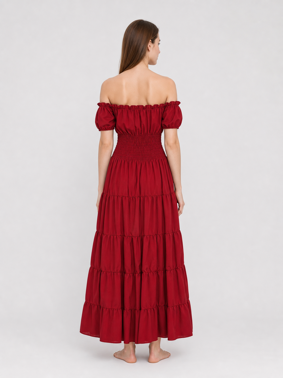 Medieval-Style Dress with a Tiered Skirt