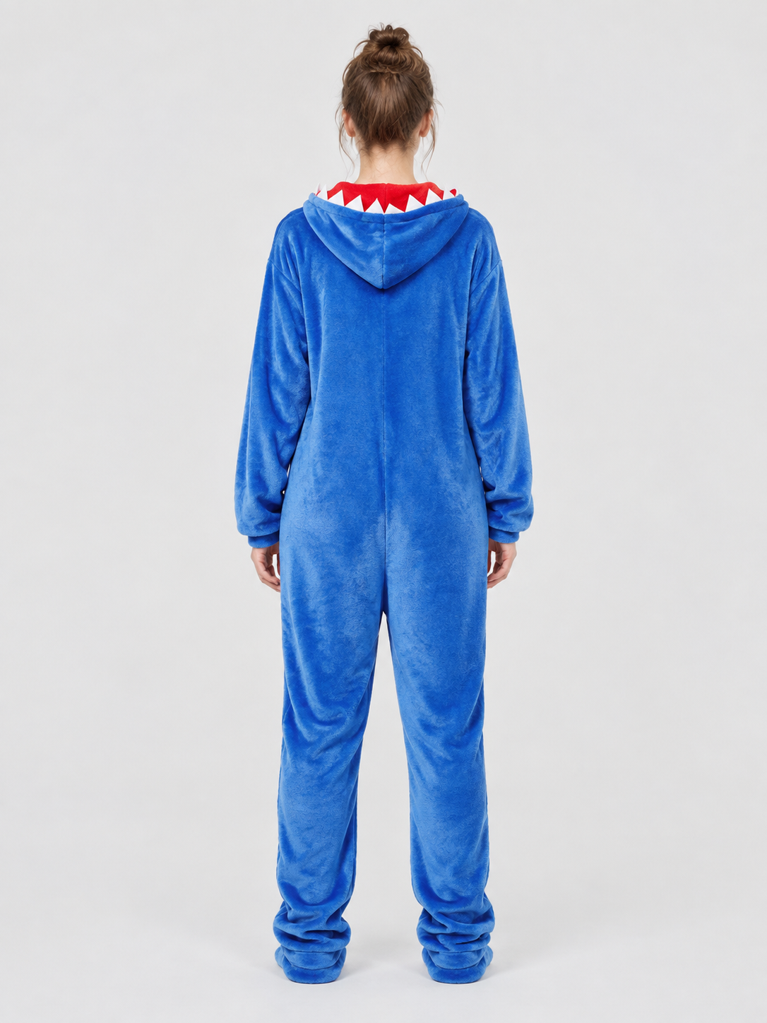 Blue Flannel Hooded Pajama Jumpsuit