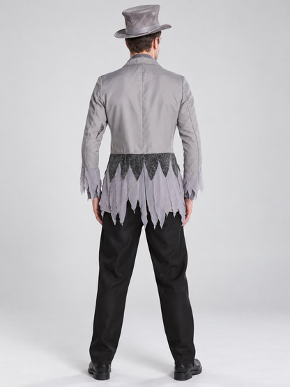 Vampire carnival costume with gray hat and bow tie