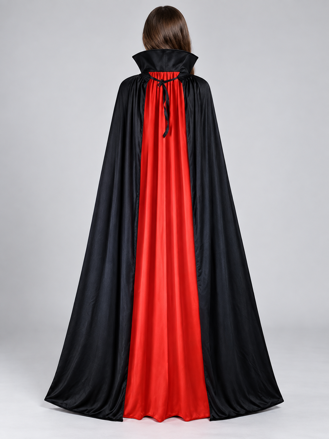 Black and red vampire cape with ties, 1.5 m