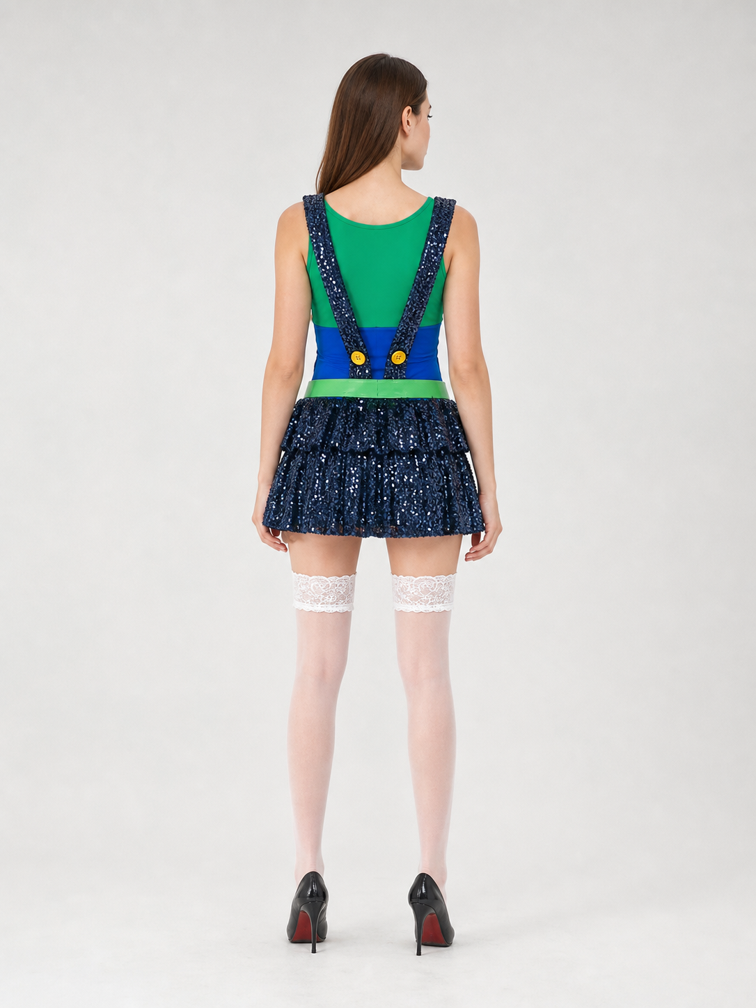 Performance carnival costume with green cap
