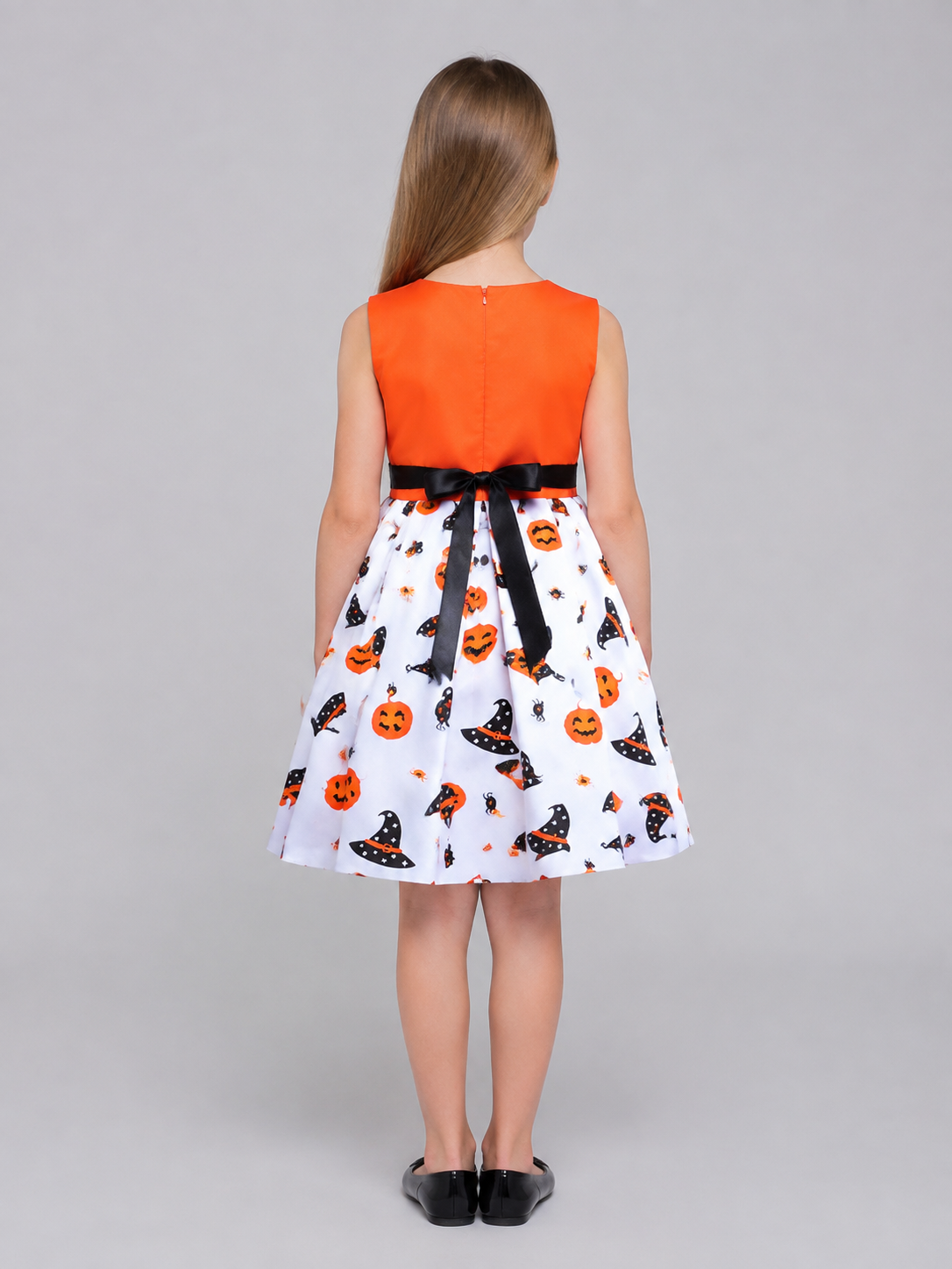 Kids' Costume Dress with Halloween Print back view