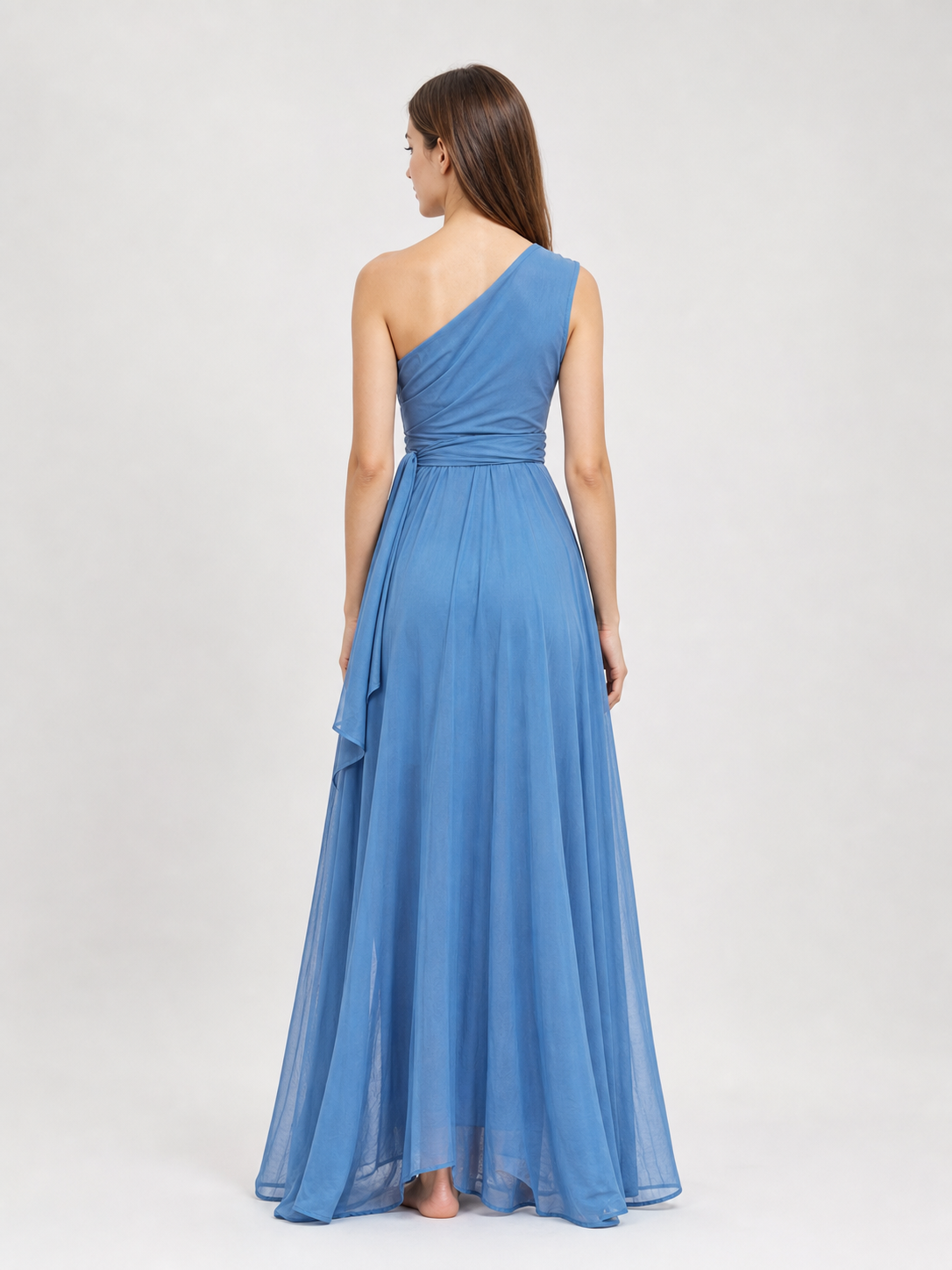 Asymmetrical Floor-Length Evening Dress with Slit