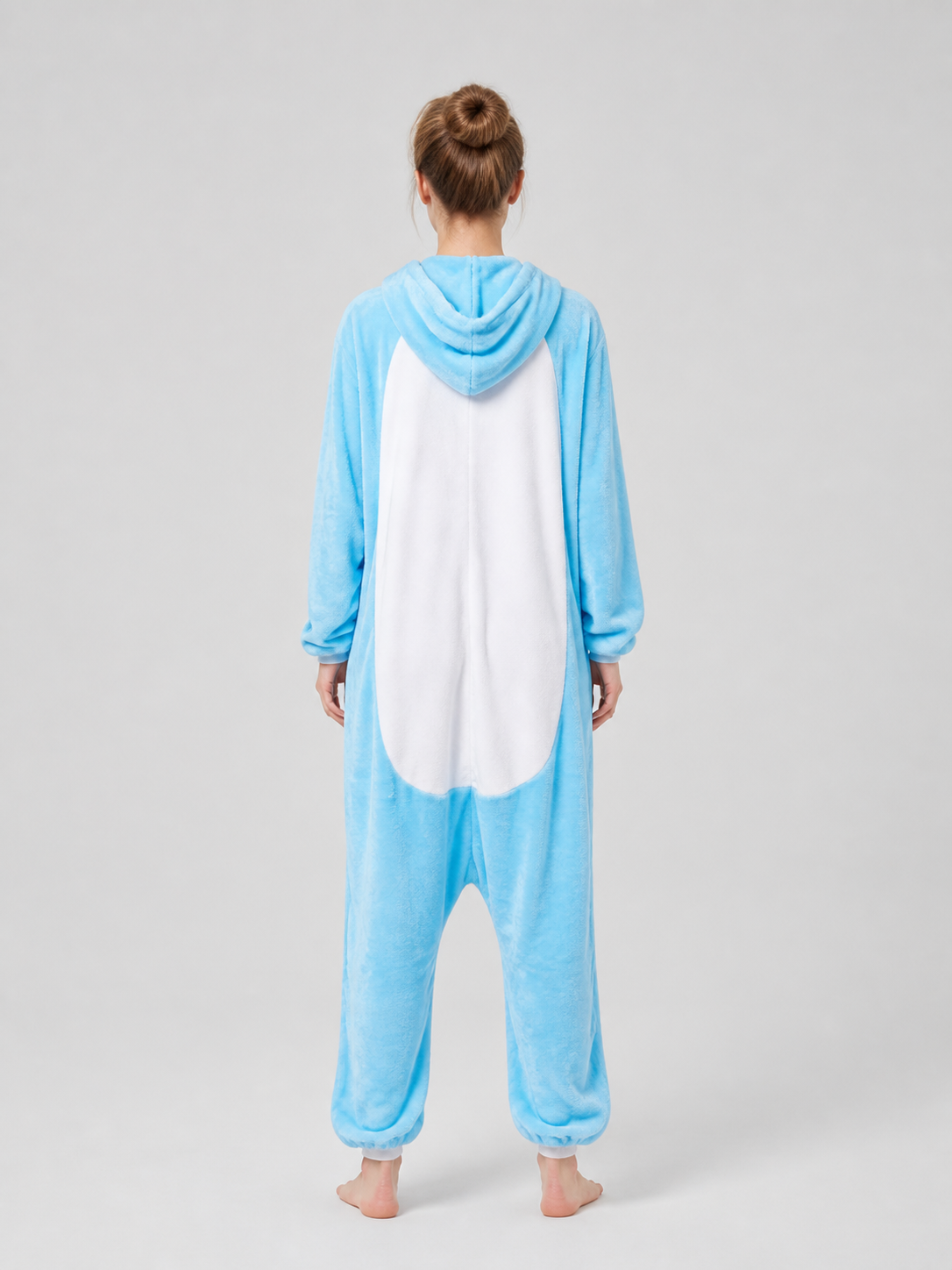 Warm Husky Flannel Pajama Jumpsuit with Hood back view