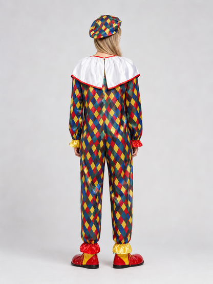Clown Costume for a Masquerade with Hat and Nose