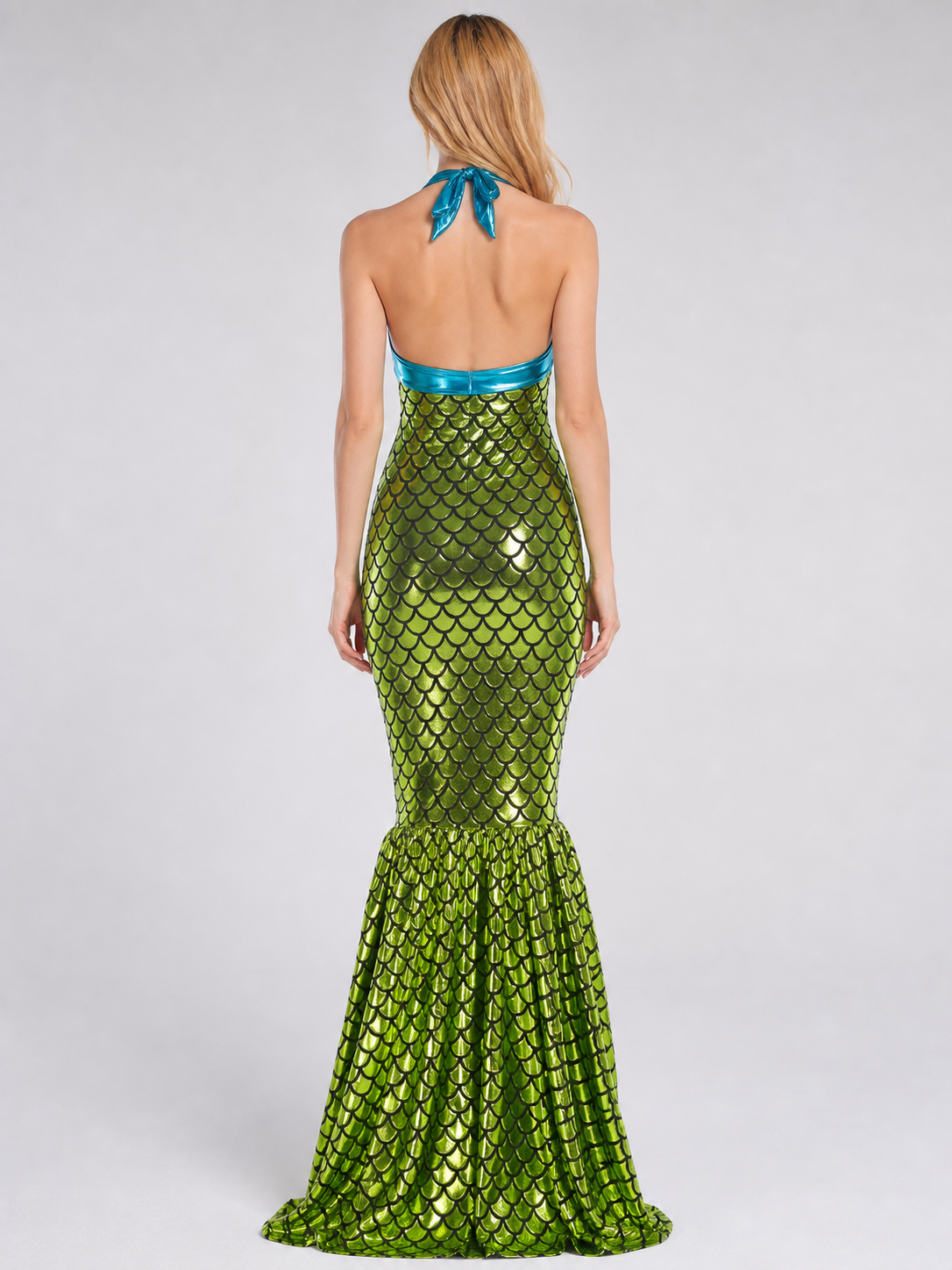 Long Mermaid Dress with Scale Pattern
