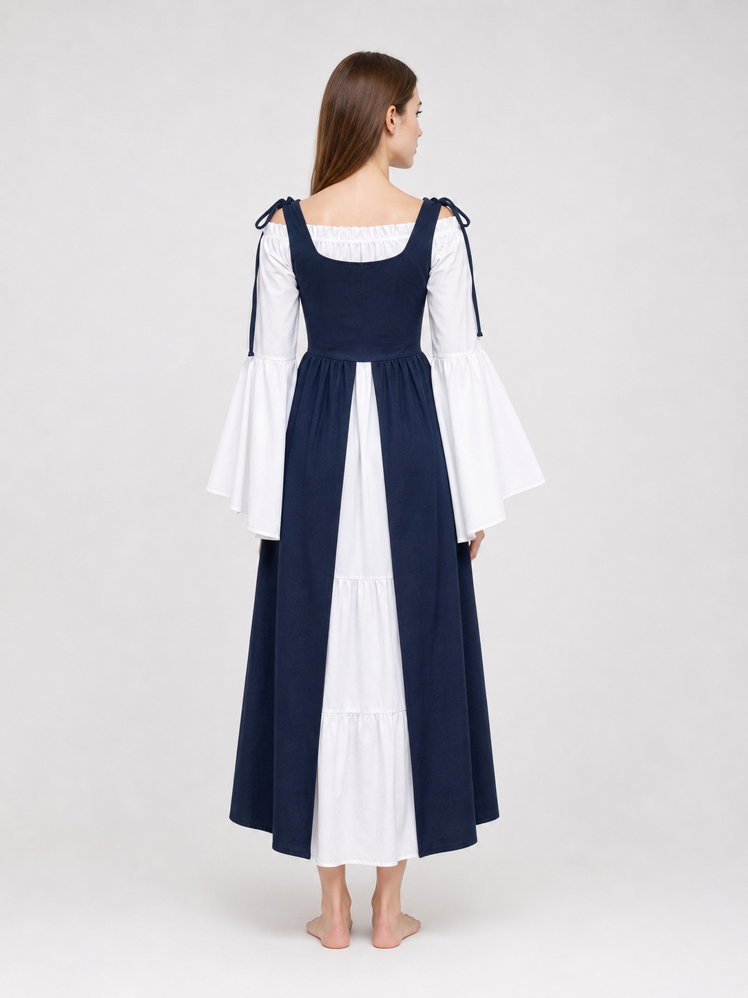 Medieval-Style Dress with Square Neckline