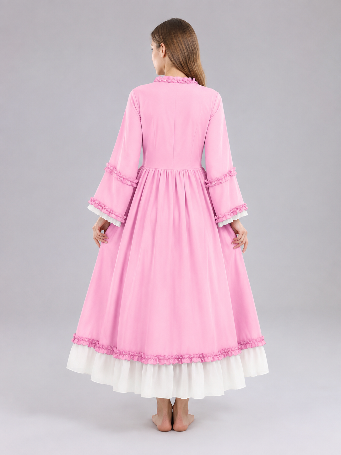 Medieval Dress with Bow and Tiered Skirt back view