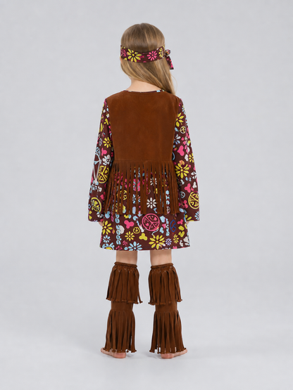 Carnival costume with fringe and colorful print