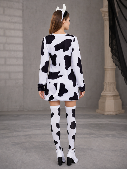 Adult Cow Costume with Headband, Tail, and Leg Warmers