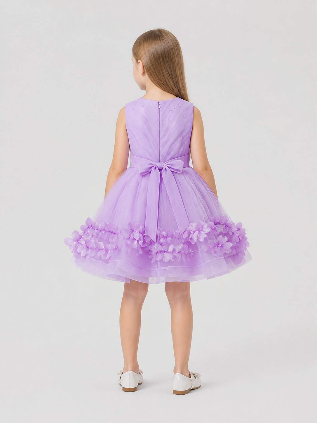 Dressy Dress with a Full Skirt and Floral Details