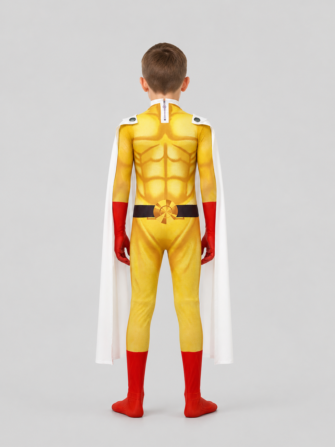 Saitama Costume from One-Punch Man for Cosplay with Cape back view
