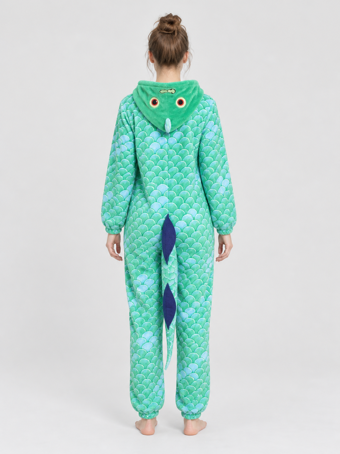 Hooded Pajama Jumpsuit with Decorative Tail
