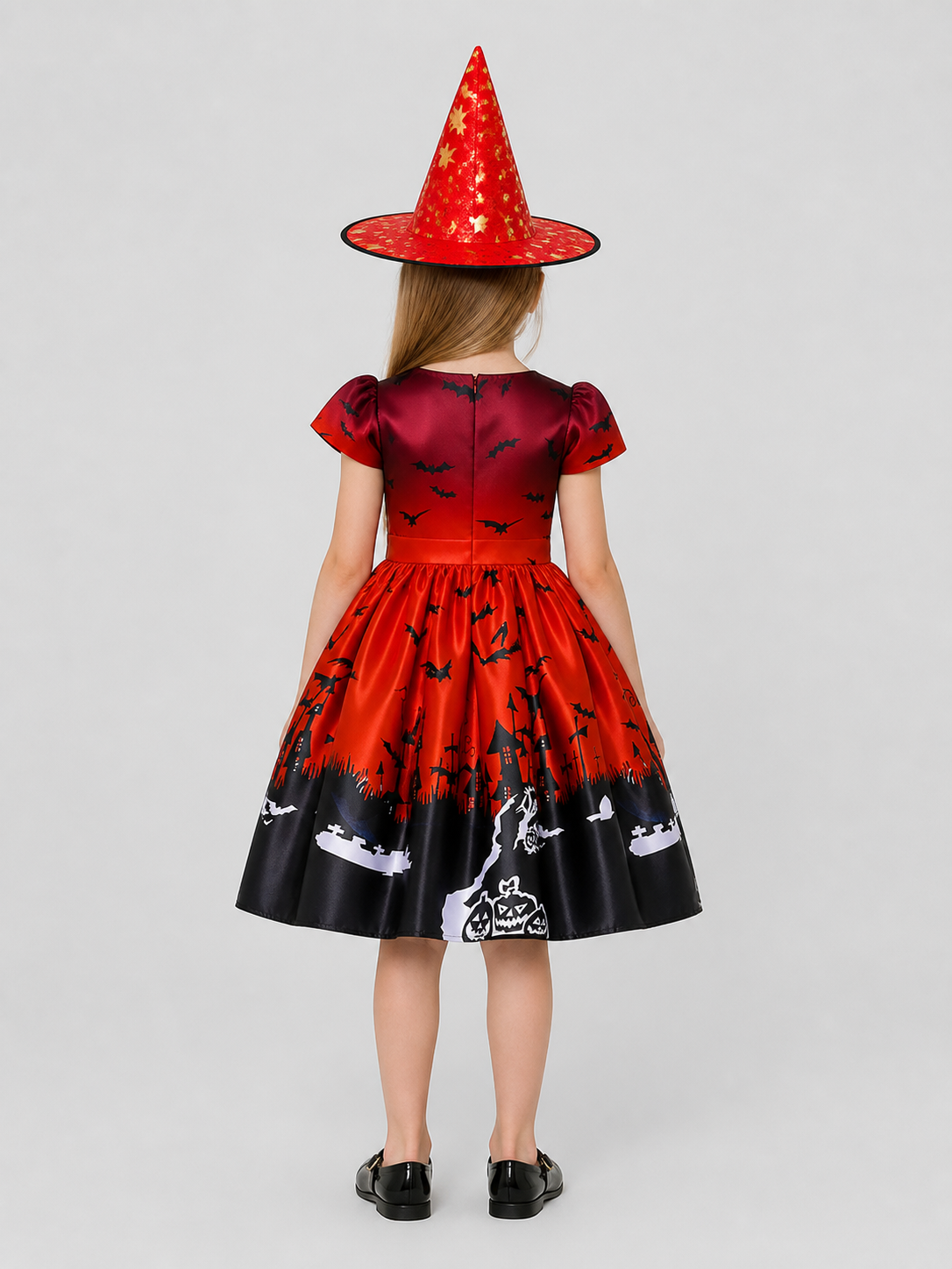 Halloween Princess Dress with Pointed Hat back view