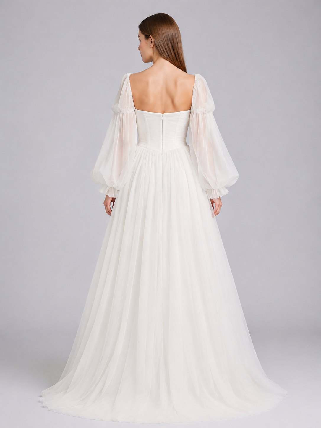 bridal white white off-shoulder long-sleeved wedding dress product image 4