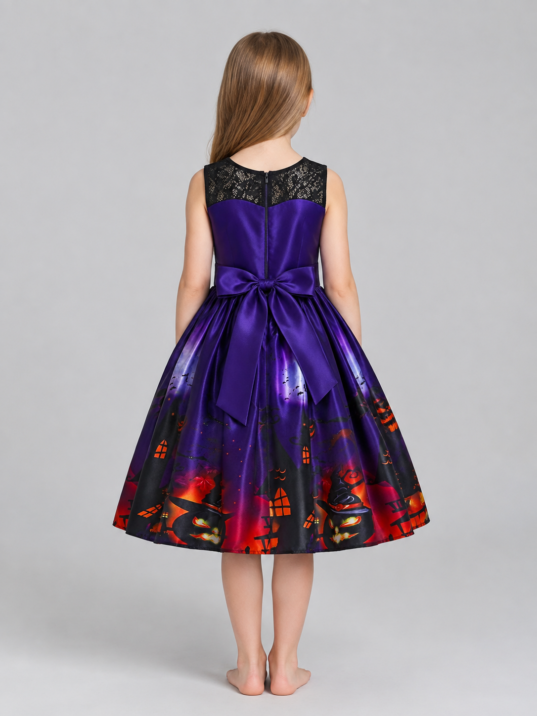 Children's Purple Halloween Costume Dress back view