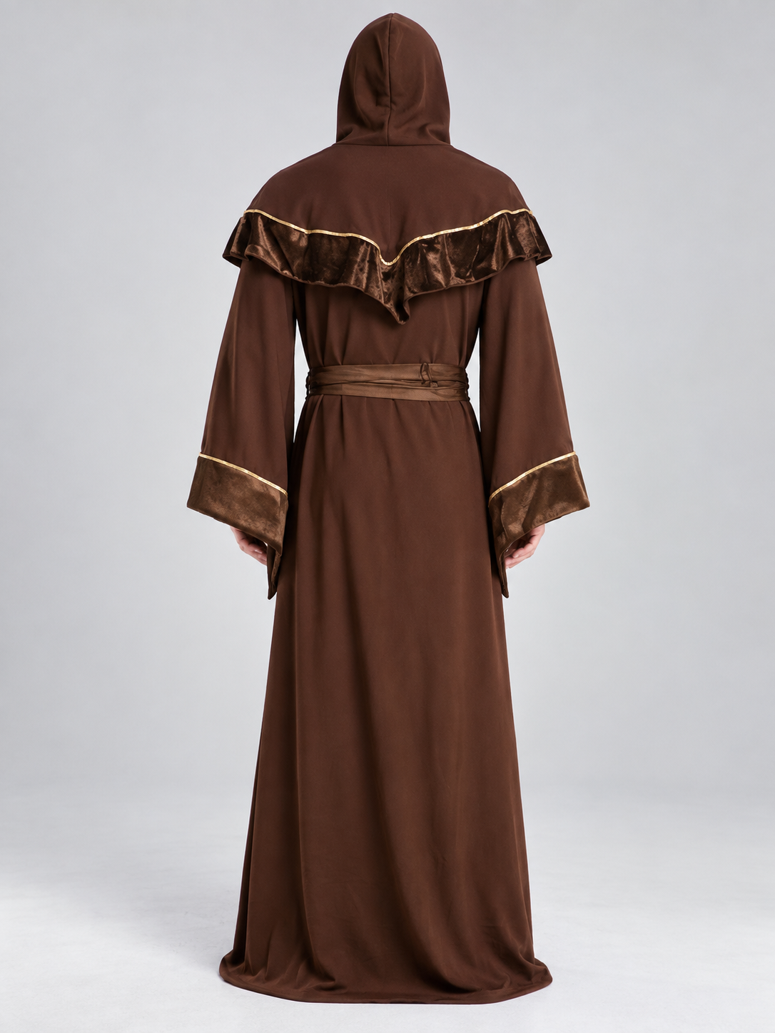 Brown vampire carnival costume, hooded robe