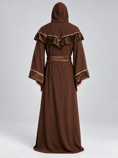 Brown vampire carnival costume, hooded robe
