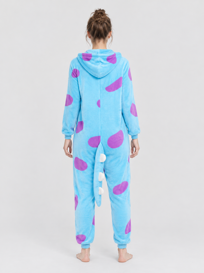 Blue Kigurumi Jumpsuit with White Insert and Spots