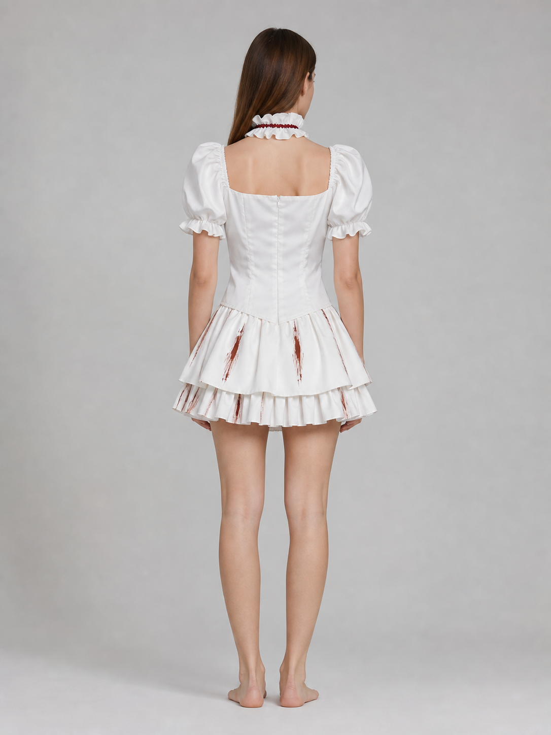 Gothic Cosplay Dress with Bow and Ruffles