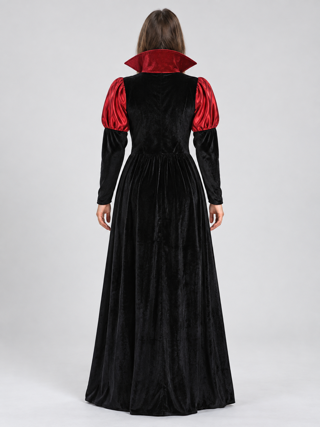 Vampire Costume: Long Dress with Puff Sleeves