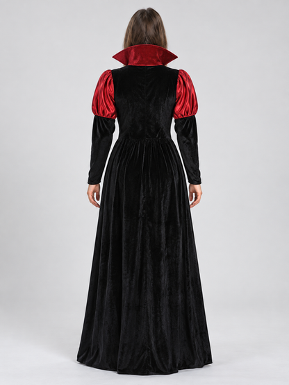 Vampire Costume: Long Dress with Puff Sleeves