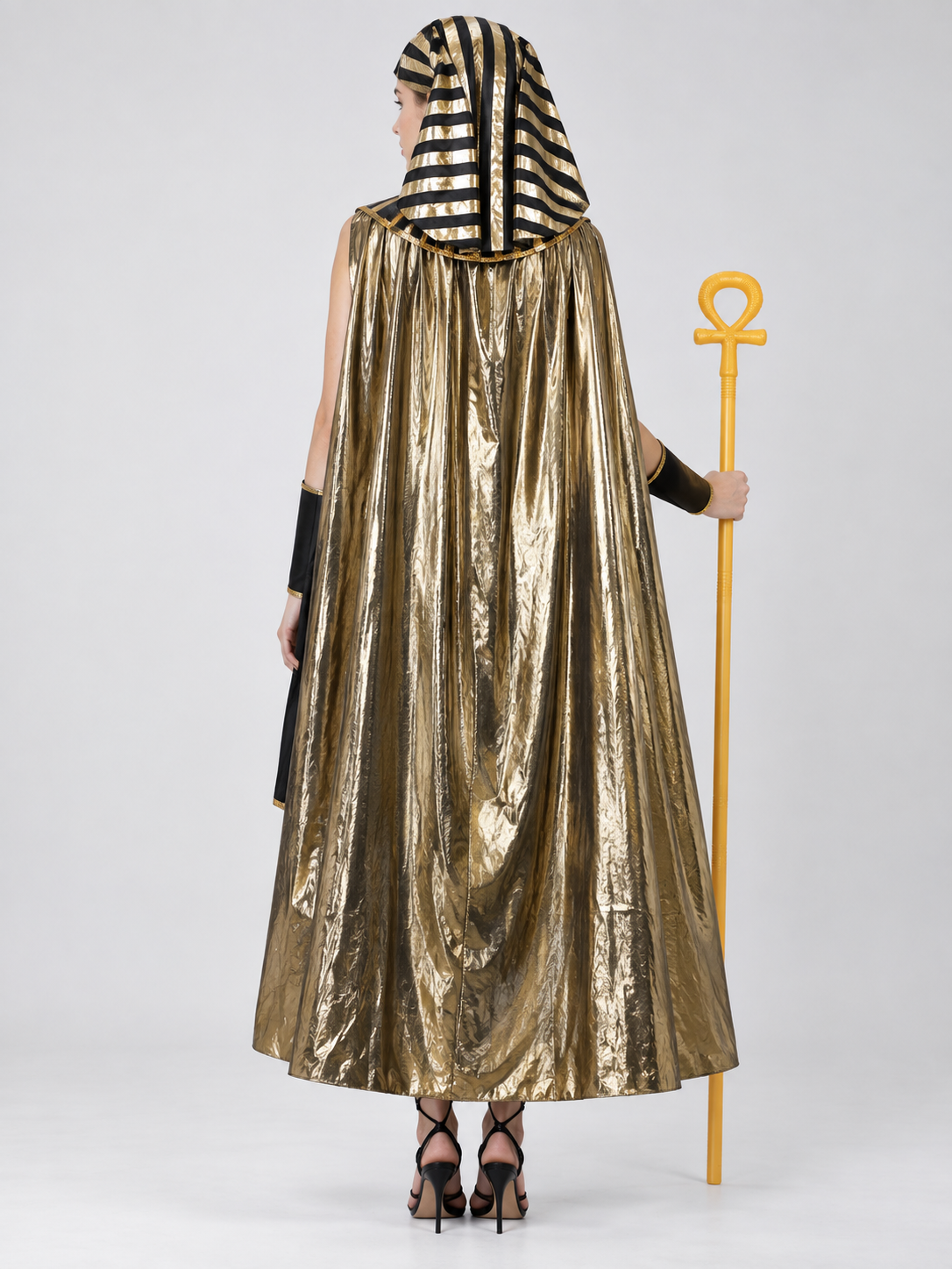 Egyptian Carnival Costume with Cape and Scepter back view