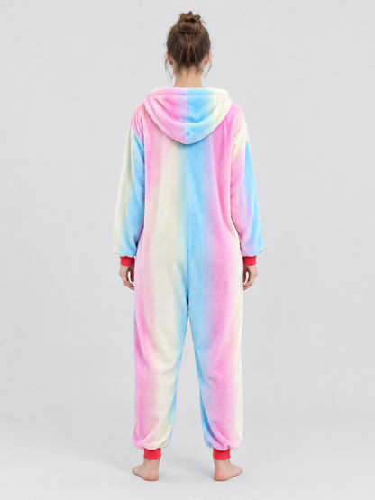 Hooded Kigurumi Jumpsuit, Flannel, Pastel