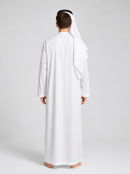 Traditional long white robe with head covering