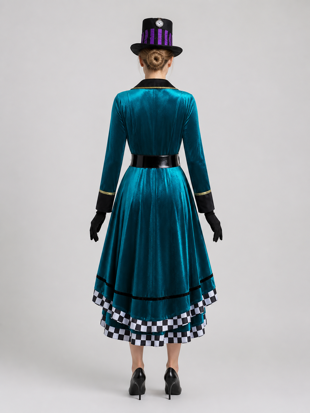 Halloween Magician Costume with Hat and Gloves back view