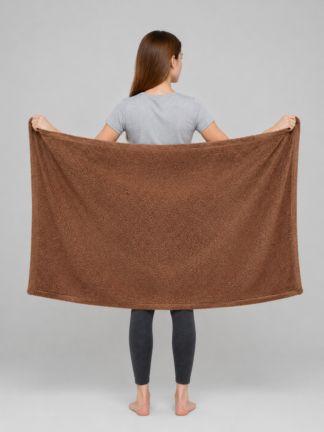 Brown Reversible Pet Blanket back view