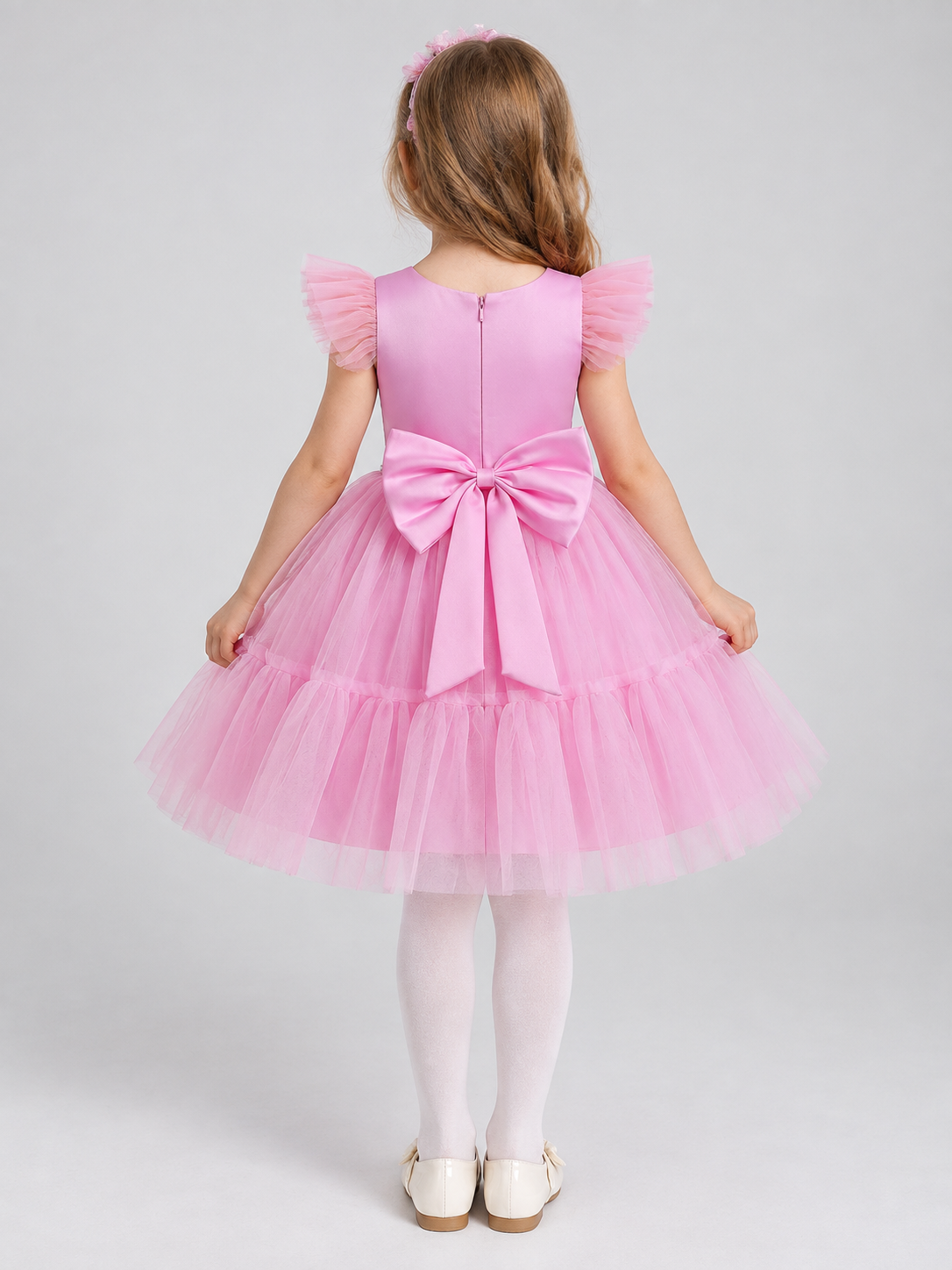 Dusty Pink Children's Party Dress with Bow