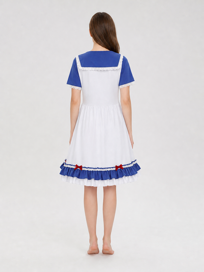 Cosplay Dress Costume with a Bow and Ruffles