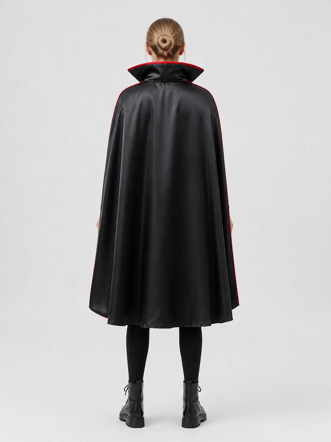 Hooded Cosplay Cloak, Black with Red Lining