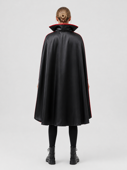 Hooded Cosplay Cloak, Black with Red Lining