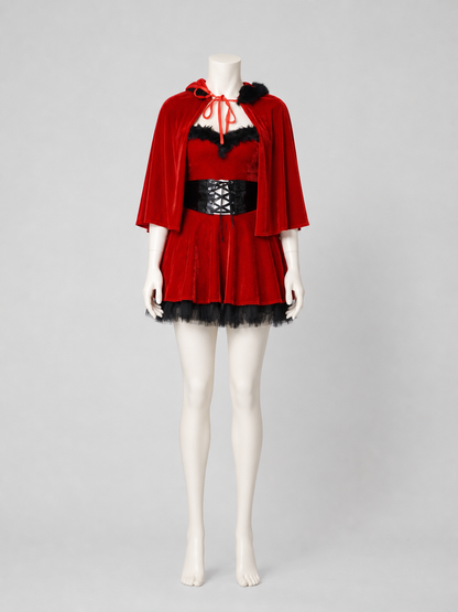 New Year's Costume: Red Dress with Cape back view