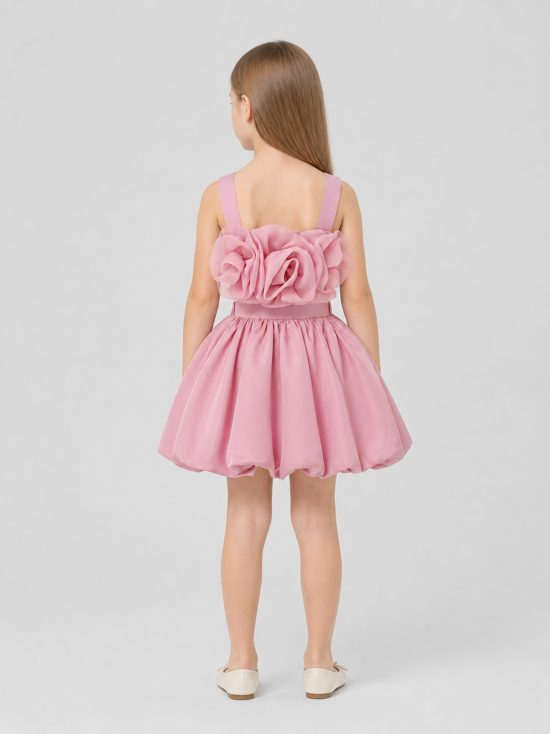 Children's set: bustier top and full skirt with flowers back view