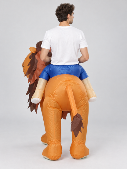 Inflatable Lion Costume Orange with Dark Brown Mane