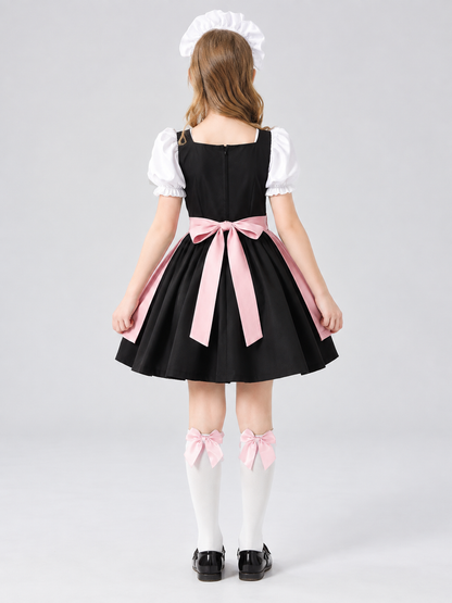 Kids' Dirndl Costume with Pink Apron and Tights