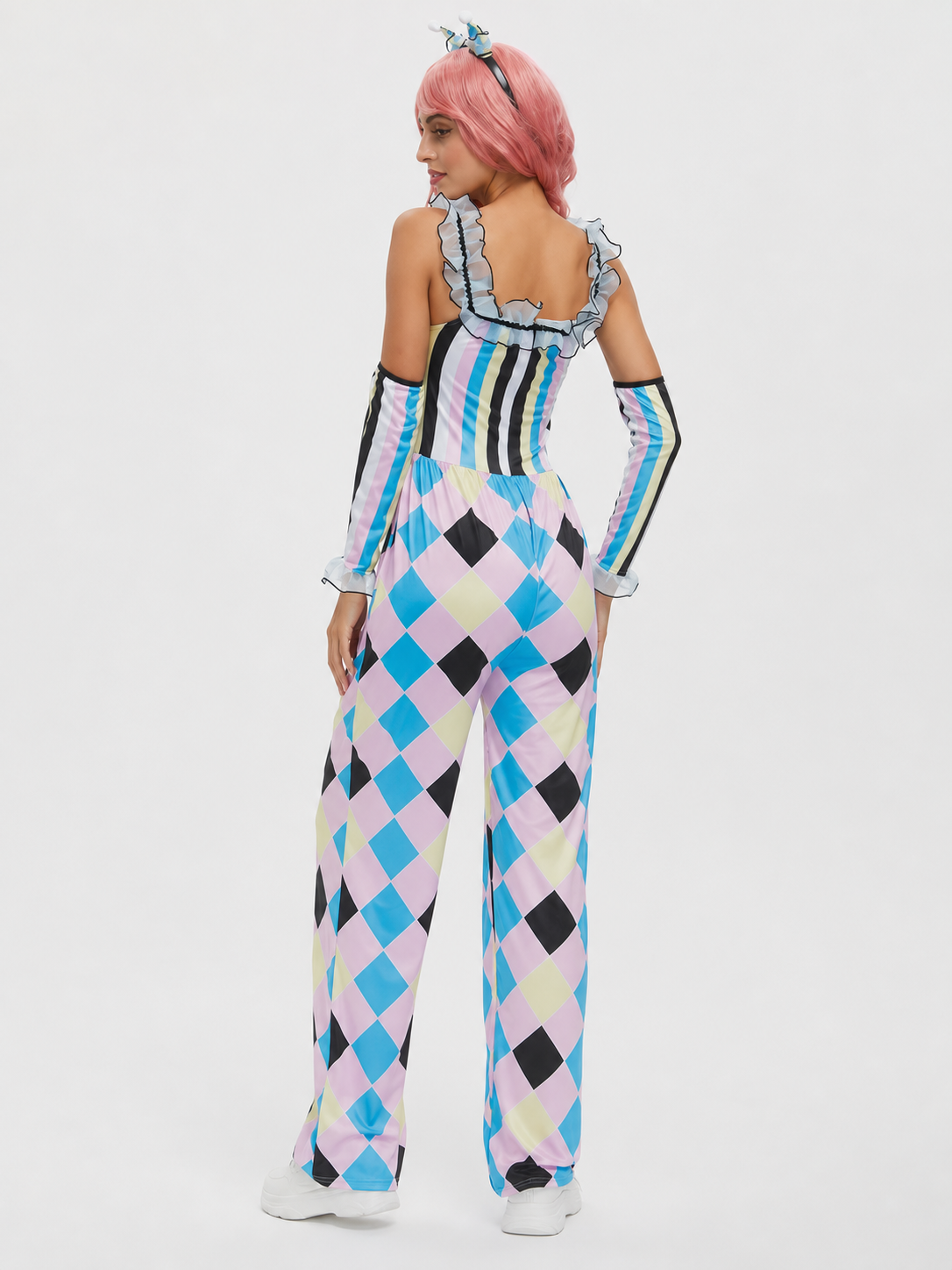 Harlequin clown carnival costume, jumpsuit