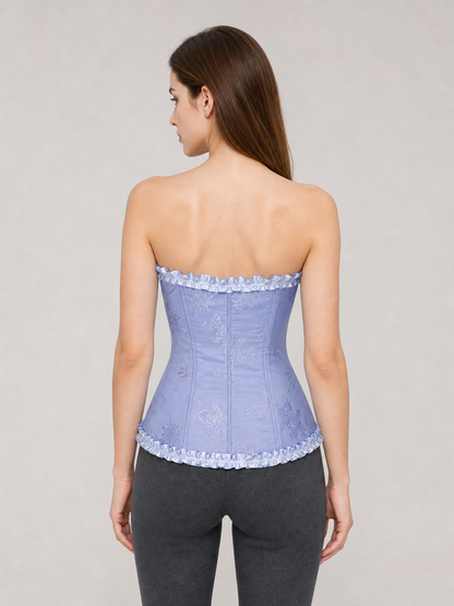 Corset Top with Ruffles and Lacing, Lavender