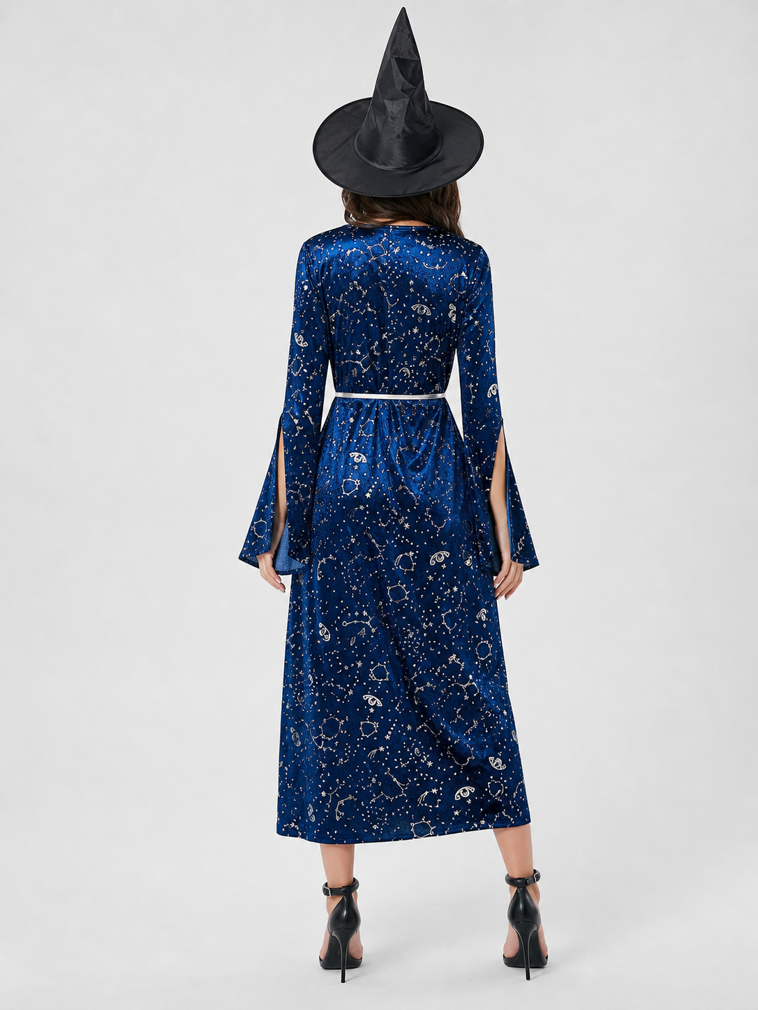 Cosplay Dress with Flared Sleeves and Star Print