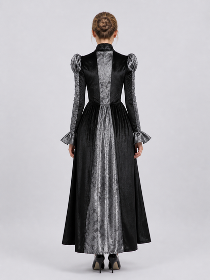 Black Vampire Dress with Silver Pattern for Halloween back view